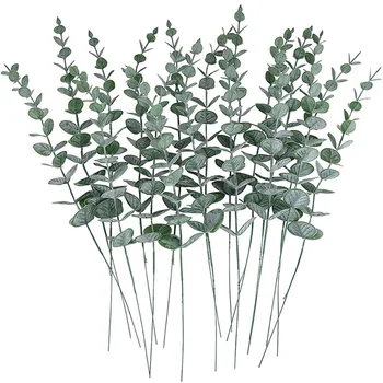 12pcs Artificial Folhas de Eucalipto Eucalipto Hastes Decoração Falso Vegetação ramos de folhas para wed parti decoração a Decoração Home