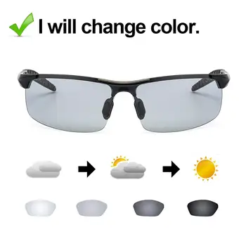 Fotossensíveis Óculos De Sol Polarizados Homens Semi-Sem Aro, Óculos De Sol Dos Homens De Condução De Esportes De Óculos De Proteção Camaleão Mudam De Cor Sombra De 2019