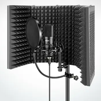 Microfone Ajustável Escudo De Isolamento De Reflexão Filtro Vocal Estande