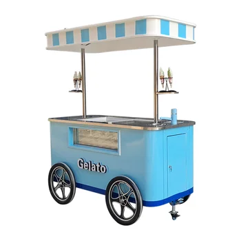 Venda quente de Mão Carrinhos Móveis de Palitos de sorvete de Empurrar o Carrinho com Display Freezer de Sorvete sorvete de Carros