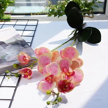 Luxo de Látex de Orquídeas, Flores Artificiais Borboleta Branca Orquídeas para Casa, Decoração de Casamento Flores de Alta Qualidade Falso Flores
