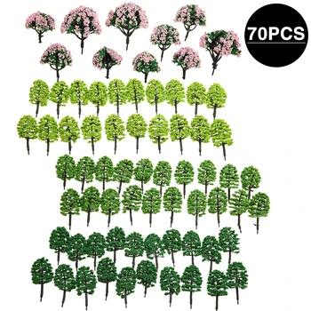 70Pcs Árvores Modelo Misto Verde das Árvores Modelo de Árvore do Modelo à Escala do Jardim Ferroviária Cenário Layout Decorações