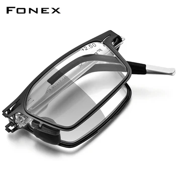 FONEX Fotossensíveis Cinza Anti Luz Azul Bloqueio de Dobramento de Óculos de Leitura Homens Mulheres 2021 Novo Leitor sem parafusos Óculos LH015