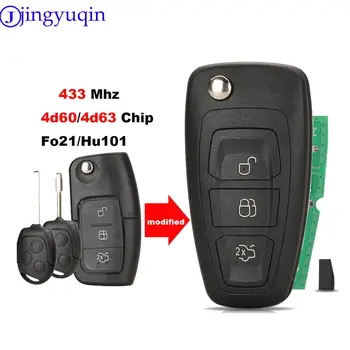 jingyuqin Remoto Modificado 433 Mhz ID60/ID63 Chip Chave do Carro Para Ford Focus Fiesta 2013 FO21/HU101 Lâmina