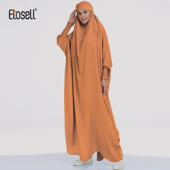 ETOSELL Eid com Capuz Mulheres Muçulmanas Hijab Oração Vestuário Jilbab Abaya Islâmica Vestir o Niqab Longo Khimar Cobertura Completa Ramadã Vestido de Abaya