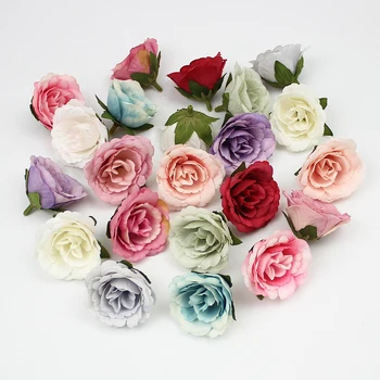 HUADODO 100Pcs 4cm Atacado Rosa Falsas Cabeças de Flores de Seda, Flores Artificiais para Decoração de Casamento em Casa Grinalda DIY garland