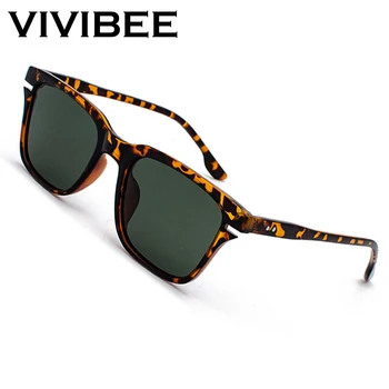 VIVIBEE Leopard Medula Óculos de sol Polarizados Homens Retro Pequena Praça Mulheres Sol Glaases 2021 UV400 de Alta Qualidade, Tons de Condução