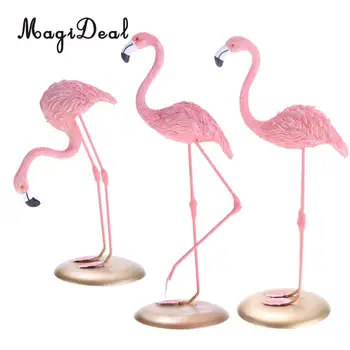 Cor-De-Rosa 3 Estilos De Pé Aves Flamingo Animal Estátua Ornamento De Arte Collectiable Estatueta Miniaturas De Decoração De Paisagem