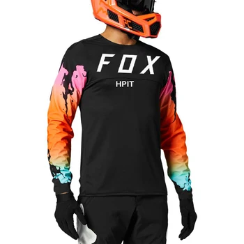 Hpit Fox 2021 NOVA camisa Preta Motocross, Ciclismo Fora de Estrada Sujeira Moto ATV MTB DH Homens Corrida de Longa Camisa de Manga