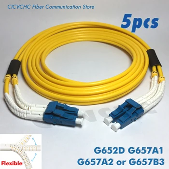5pcs Duplex cabos LC/UPC-LC/UPC-com ângulo Flexível de inicialização-SM 3.0 mm Cabo - 1m, 2m ou 5m/ fibra Óptica Jumper