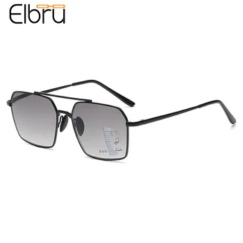 Elbru Anti Luz Azul Óculos de Leitura Mulheres Homens Progressiva Multi-foco Presbiopia Óculos de Ultraleve Armação de Metal Óculos de sol