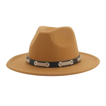 Chapéus para Mulheres Fedoras Chapéu de Inverno Chapéus para Homens Sólido Cinto Vintage Western Cowboy Hat Cap 58 cm 60 cm Fedoras Sombreros De Mulher