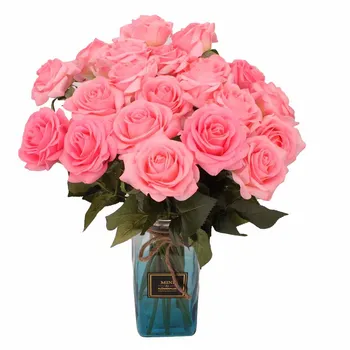 1 Ramo de Toque Real Hidratante Rosa 45cm Flores Artificiais Decoração Home da Noiva Mão Falso Flores Decoração do Casamento