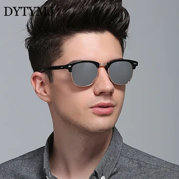 DYTYMJ Óculos de sol Polarizados Homens Vintage Clássico Semi-sem aro de Óculos de Sol para Homens da Marca de Luxo Designer de Óculos de Sol das Mulheres de Óculos