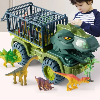 Carro de Brinquedo Dinossauros Transportadora Puxar para Trás do Veículo Indominus Rex Jurassic Parque Mundial de Crianças Caminhão Modelo de Jogo para as Crianças Presentes