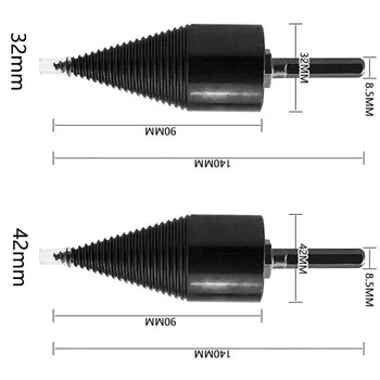 32mm/42mm de Madeira Divisor de Broca de Aço de Alto Carbono Rodada/Hex/Triângulo Haste de Madeira Dividir Cone Broca de Furadeira Elétrica Ferramentas