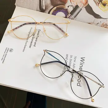 Moda Nova Rodada De Óculos Vintage Clássico Metal Espelho Plano Óptico Óculos De Armação Unissex Cuidados Com A Visão, Óculos De Aro De Óculos