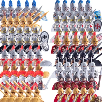20PCS Militar Medieval Figuras Blocos de Construção Capacetes Soldado Partes Cavaleiro de Armas Espada Romana Acessórios de Brinquedos para Crianças