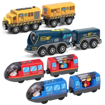 Bateria Operado Ação Locomotiva Trem Brinquedos Ligação Magnética Do Ímã Trem Ajuste Para O Tipo De Madeira Faixas De Brinquedos