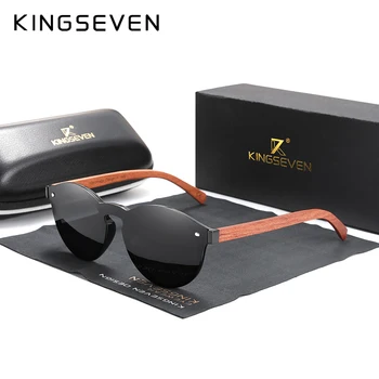 LOGOTIPO personalizado de Madeira Natural, Óculos de sol KINGSEVEN Bubinga Homens de Óculos Polarizados de Madeira de Moda de Óculos de Sol com Acessórios Originais