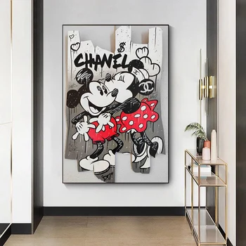 Disney Arte do Grafite Tela de Pintura Cartoon Anime Mickey Mouse Amante de Pôsteres e Impressões de Arte de Parede de Imagem para a Menina do Quarto Decoração