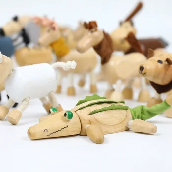 Madeira De Faia De Madeira De Simulação De Animais Pequenos Blocos De Floresta Farm Animal Bonecas De Infância Blocos De Construção De Brinquedos Do Bebê De 13 A 24 Meses