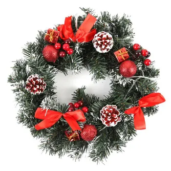 Natal 40cm LED Coroa de flores Artificiais pinhas Bagas E Flores de Férias Porta da Frente Decoração de Suspensão de Suspensão de Decoração