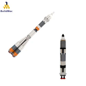 MOC R-7 1:110 Escala Foguete Ultimate Foguete Soyuz Coleção de Blocos de Construção do Conjunto de Saturno V Portador de Lançamento de Fogo de Veículos Tijolos Brinquedos