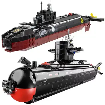 519Pcs Submarino de propulsão Nuclear Navio de guerra Armas do Modelo de Construção de Blocos de Navio da Marinha, do Exército de Soldados Tijolos de Brinquedos para Crianças