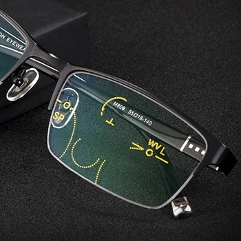 Homens Fotossensíveis Progressiva Óculos de Leitura Multifocal da Presbiopia Anti Azul-a Luz UV Zero Tr90 Quadro do Metal 1.75 2.25