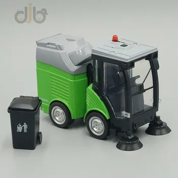 Diecast Modelo De Brinquedo Cidade Varredor De Lixo Limpeza De Caminhão Com Som E Luz