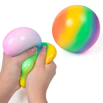 1PCs 7cm de Estresse Bolas de arco-íris Colorido Suave Espuma de PU Squeeze Bolas de Brinquedos Para crianças, Crianças, Adultos Alívio do Estresse Brinquedos Engraçados
