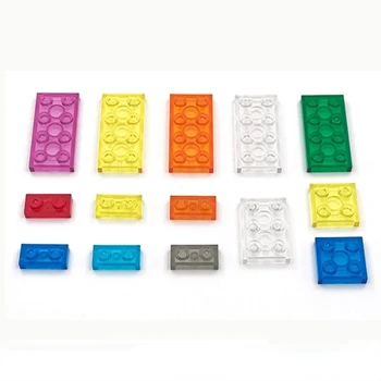 100 peças MOC pequenas partículas finas transparentes curto blocos de tijolo 1X2 2X2 2X4 figura de ação amigos blocos de brinquedos para as crianças