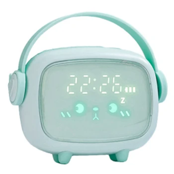 Bonito Controlo de Voz e de Noite a Luz de Alarme de Relógio de Sincronismo Contagem de Repetição Relógio LED Smart Luz Dom Crianças para a Decoração Home