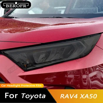 2Pcs o Farol do Carro Película Protetora Envoltório de Luz Frontal Transparente de Fumaça Preta de Vinil TPU Adesivo Para Toyota RAV4 XA50 2019-Pré 2022