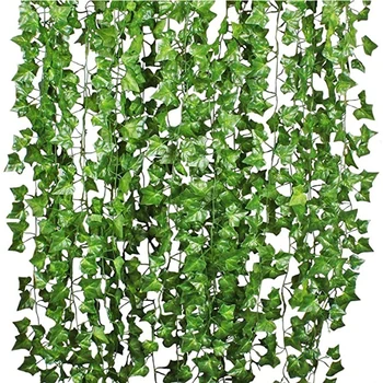 3Pcs 2.1 m Falso Videiras Falsas Folhas de Hera Artificial Grinalda de Hera Verde Vinha para a Decoração do Casamento Estética de Seda de Hera, Vinha a Decoração da Parede