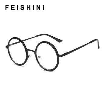 Feishini Miopia de Óculos com armações de Homens, Óculos Redondos Transparente Clara Visão de Óculos com Armação de Mulheres do Vintage Prescrição