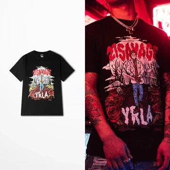 Europeu-Americano de Street Wear Maré Marca de Camisetas divertidas Homens Rock, Punk, Dance T-shirts Skate Hip Hop Drake Almas Camiseta
