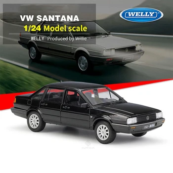 WELLY 1:24 Volkswagen VW SANTANA Liga Fundido Brinquedo Clássico Modelo de Carro Com Pneus de Borracha de Zinco Metal do Corpo do Veículo Modelo da Coleção