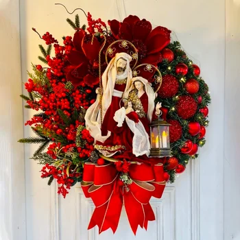 Recém-Sagrado Guirlanda De Natal Porta Da Frente Pendurar Enfeite De Natal Decoração Da Casa Sagrada Coroa De Natal Decorações