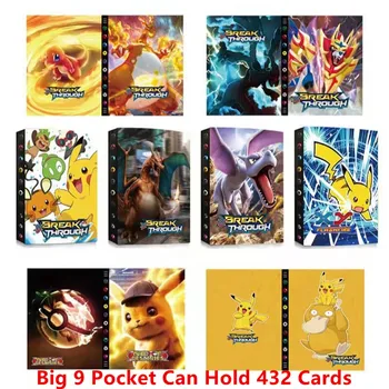 432Pcs Pokemon Álbum Livro de desenho animado Cartão de Mapa Pasta do Cartão de Jogo do VMAX GX 9 Bolso Titular Coleção Carregado Lista Garoto Legal Brinquedo de Presente