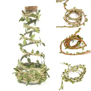 10m Pano de Corda de Cânhamo Artificial Folhas Verdes de Vime DIY de Artesanato Decorativo faixa de opções