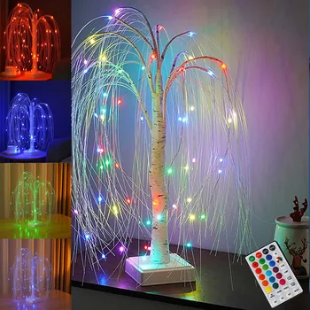 LED Salgueiro Noite, as Luzes de Fadas Árvore Lâmpada USB/Bateria Interruptor do Toque Lâmpada da Noite para o Quarto Navidad de Natal, a Decoração Home