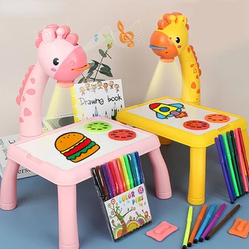 Crianças Projetor Tabela De Desenho Pintura Conselho Desk Multifuncional Da Escrita, Artes, Artesanato Educacional Máquina De Projeção De Desenho Brinquedo