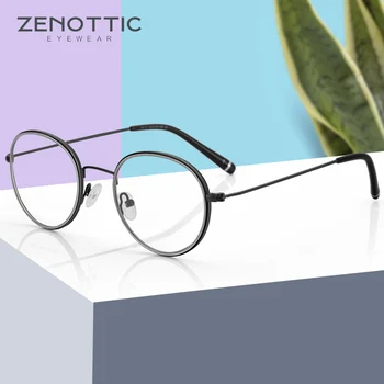 ZENOTTIC Marca de Design Retro Metal Óculos Redondos para Homens Mulheres Tendências Espetáculo Óculos de Moldura Óptica