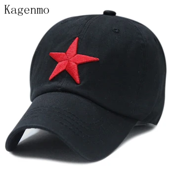 Kagenmo Lavado Algodão Estrela Vermelha Boné de Beisebol Pentagrama Bordado de Lazer Chapéu 6Color 1Pcs Nova Marca Chegar