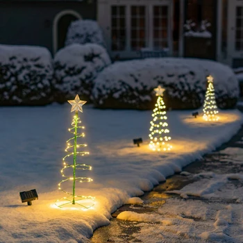 Solar do Diodo emissor de Árvore de Natal ao ar livre do Jardim da Luz de Stand LED Lâmpada de Chão de Cadeia Saterproof IP65 Estrelas Lanterna de Luz Decorativa