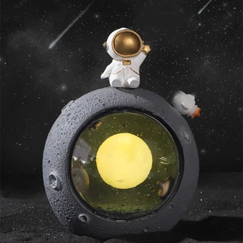 O Astronauta Da Noite Do Diodo Emissor De Luz Criativa Resina Planeta Lâmpada Novidade Presente Para As Crianças Home Quarto-De-Cabeceira Decoração Spaceman Lâmpada Da Noite
