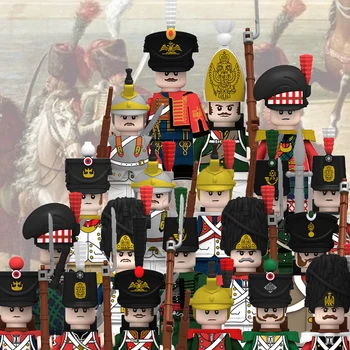 Guerra Napoleónica Dragoon Soldados Blocos De Construção Medieval Exército De Cavaleiros Figuras Piratas Arma Armas Espada Tijolos Brinquedos De Meninos Presente