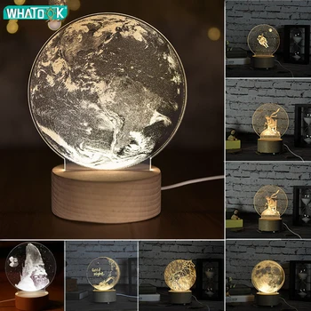 Interno da Escultura 3D Noite de Lua Luz Unicórnio Pequeno Príncipe Candeeiro de Mesa Abajur luminaria LED Bebê Dormindo Tambem a Decoração Home